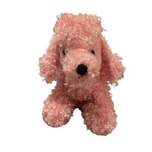 Ganz Webkinz Pink Curly Shaggy Poodle Dog Plush Stuffed Animal Toy 9"